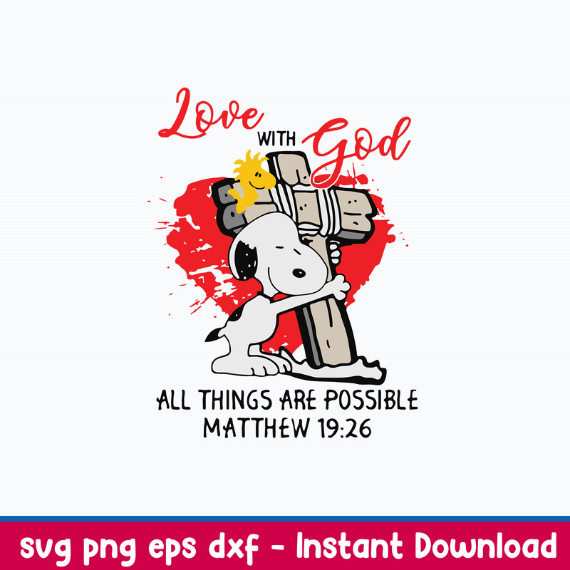 Snoopy Love With God All Things Are Possible Matthew Svg, Png Dxf Eps File.jpeg
