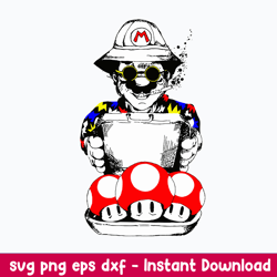 super mario svg, mario mushroom svg, mario svg, png dxf eps digital file
