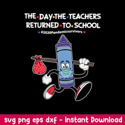 the day the teachers returned to school svg, blue crayon mask svg, png dxf eps file
