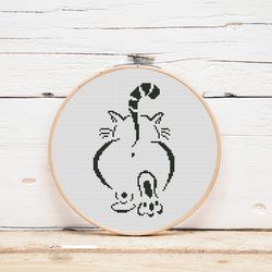 cat cross stitch pattern animal cross stitch design for beginners cat silhouette simple funny cross stitch pdf