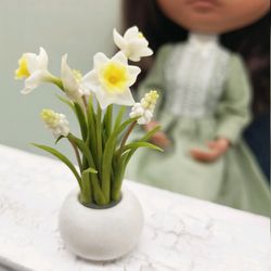 Miniature flowers in pot Scale 1:6 Dollhouse flowers
