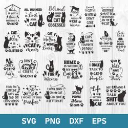cat quotes bundle svg, cat quotes svg, cat svg, animal svg, png dxf eps file