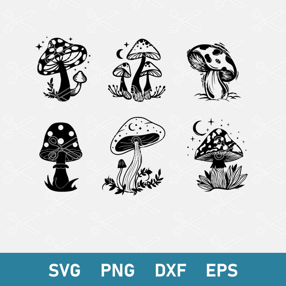 Floral Mushroom Bundle Svg, Floral Mushroom Svg, Flower Mushrooms Svg, Png Dxf Eps Digital File.jpeg