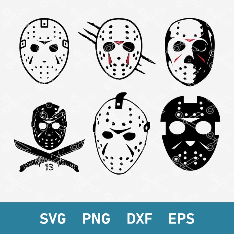 Jason Mask Bundle Svg, Jason Voorhees Svg, Horror Movie Svg, Halloween Svg, Png Dxf Eps Digital File.jpeg