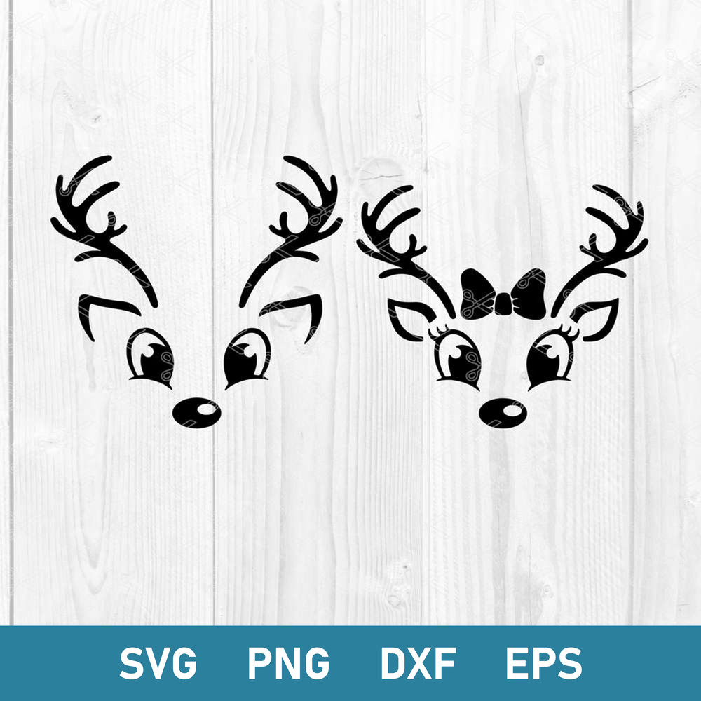 Reindeer Face Bundle Svg, Reindeer Face Svg, Reindeer Svg, Png Dxf Eps Digital File.jpg