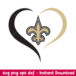 New Orleans Saints Baseball Heart Svg, New Orleans Saints Svg, NFL Svg, Png Dxf Eps Digital File