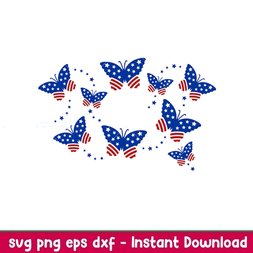 American Butterfly Full Wrap, American Butterfly Full Wrap Svg, Starbucks Svg, Coffee Ring Svg, Cold Cup Svg, png, dxf, eps file.jpeg