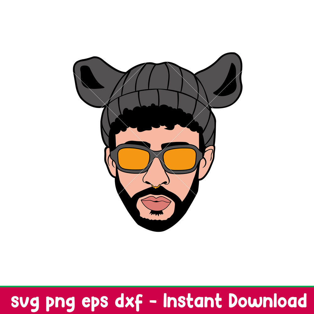 Bad Bunny Beanie, Bad Bunny Beanie Svg, Yo Perreo Sola Svg, Bad bunny logo Svg, El Conejo Malo Svg, png, eps, dxf file.jpeg