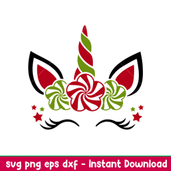 christmas-unicorn 3, christmas unicorn svg, candy unicorn svg, christmas svg, holy unicorn svg, png, dxf, eps file
