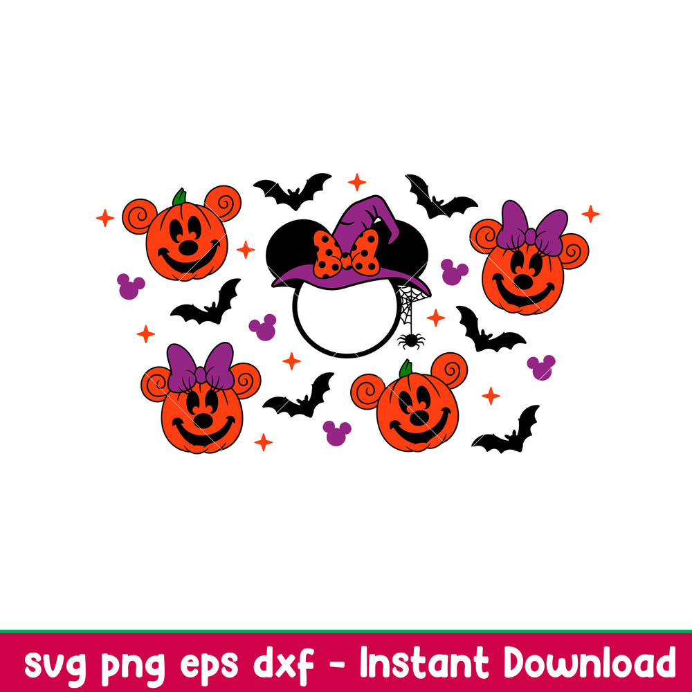 Cute Witch Full Wrap, Cute Witch Minnie Mouse Starbucks Full Wrap Svg, Halloween Svg, Spooky Season Svg, Disney Svg,png, dxf, eps file.jpeg