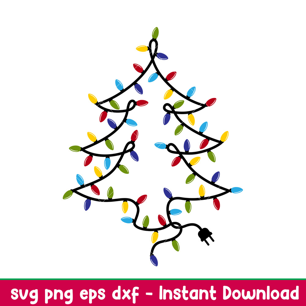 Garland Christmas Tree, Garland Christmas Tree Svg, Christmas Lights Svg, Christmas Svg,png,dxf,eps file.jpeg