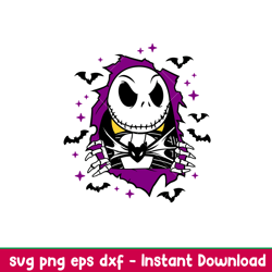 jack skellington, jack skellington svg, halloween svg, spooky season svg, trick or treat svg, png, dxf, eps file