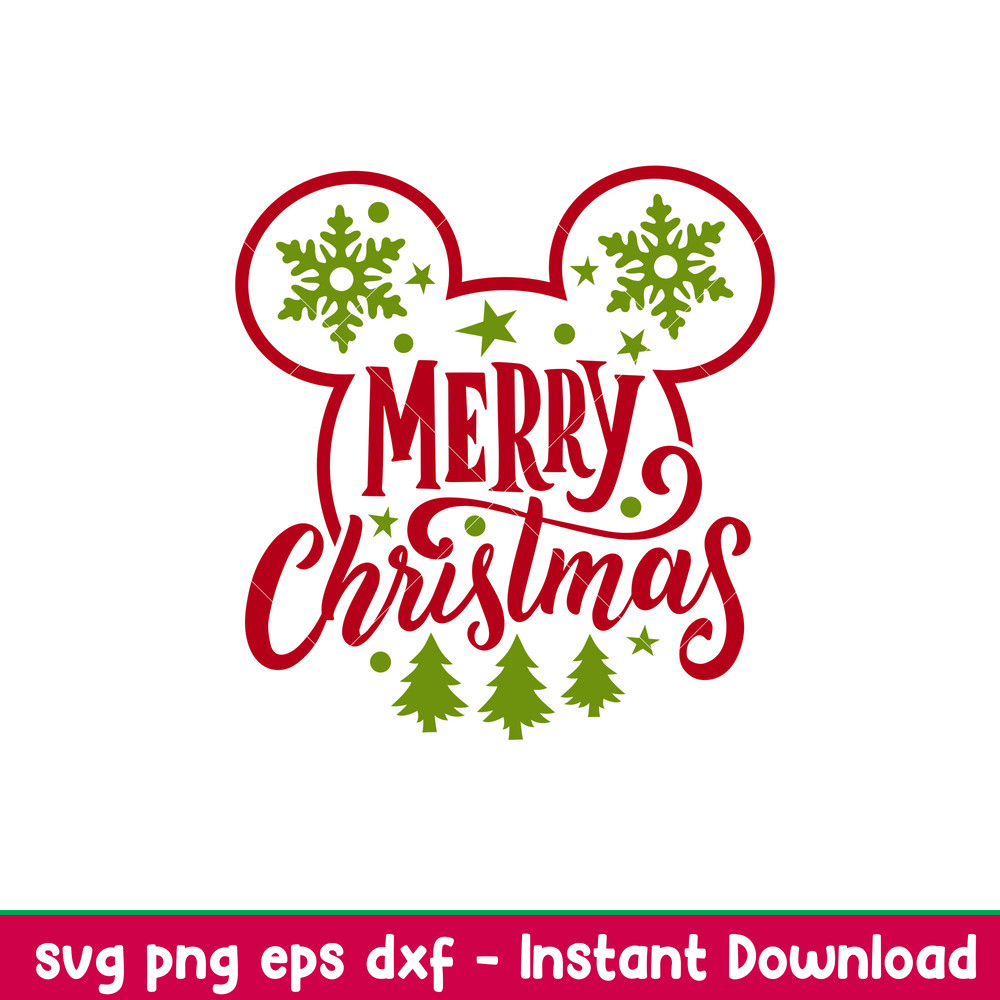 Merry Christmas Ears, Merry Christmas Mickey Svg, Christmas Svg, Merry Christmas Svg, png,dxf,eps file.jpeg