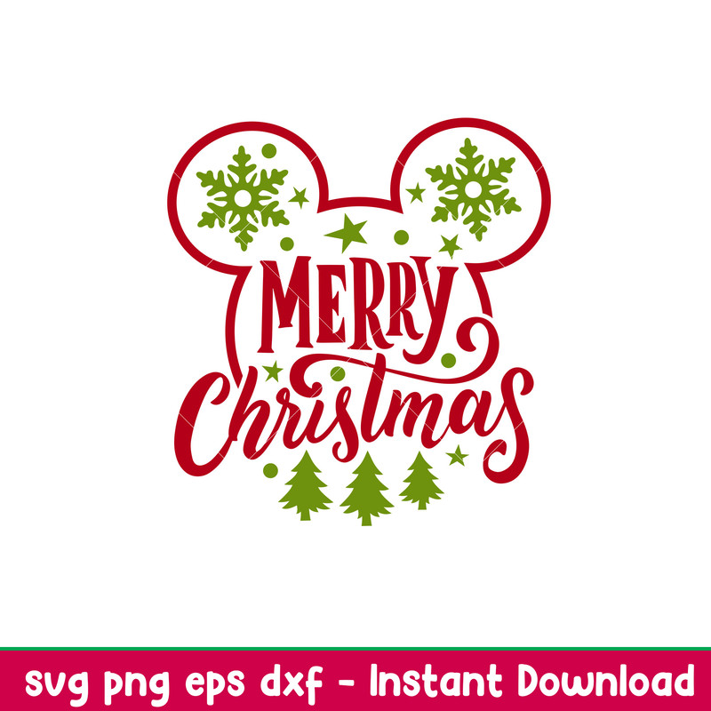 Merry Christmas Ears, Merry Christmas Mickey Svg, Christmas Svg, Merry Christmas Svg, png,dxf,eps file.jpeg