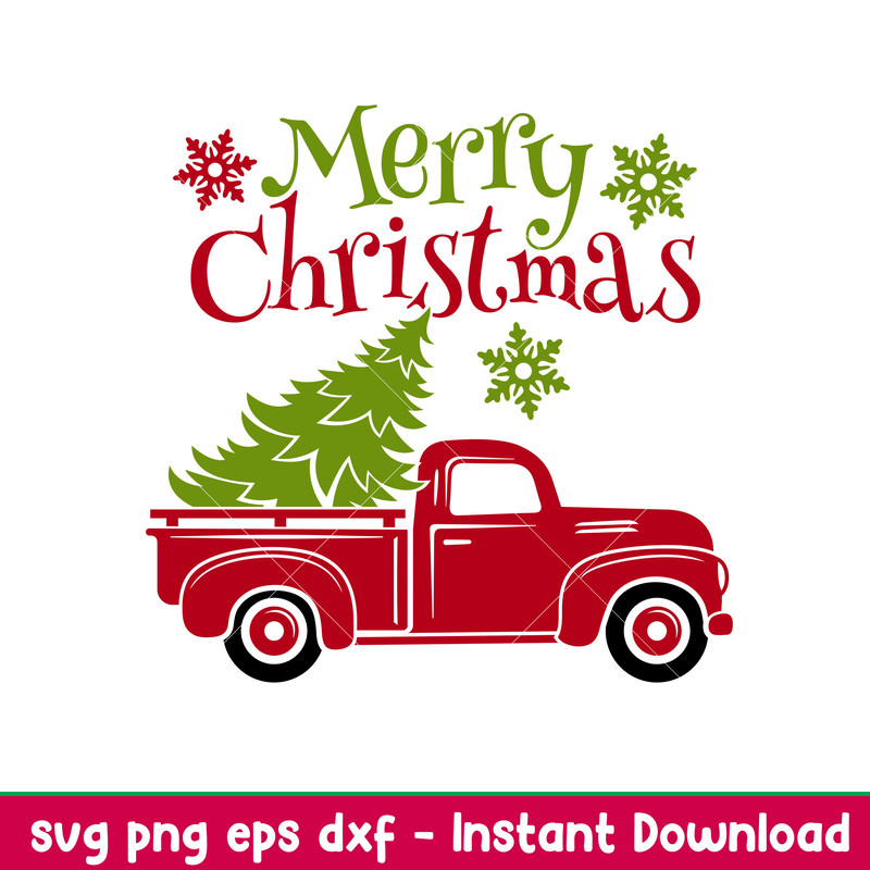 Merry Christmas Red Truck, Merry Christmas Red Truck Back Svg, Merry Christmas Svg, Red vintage Truck Svg, Christmas Svg, png,eps,dxf, file.jpeg