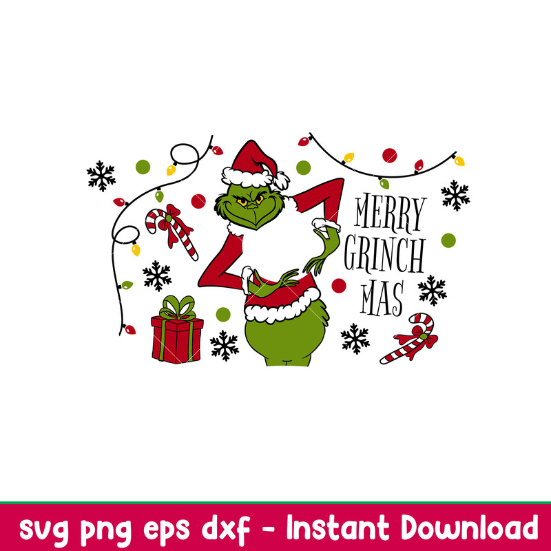 Merry Grinchmas Full Wrap, Merry Grinchmas Full Wrap Svg, Starbucks Svg, Coffee Ring Svg, Cold Cup Svg, png,eps,dxf file.jpeg