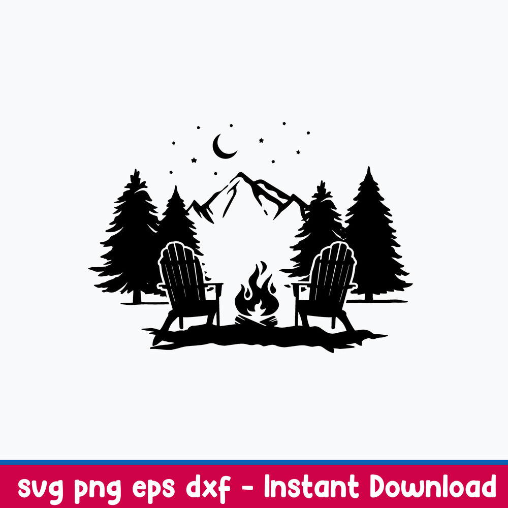 Mountain Scene With Adirondack Chairs Svg, Png Dxf Eps File.jpeg