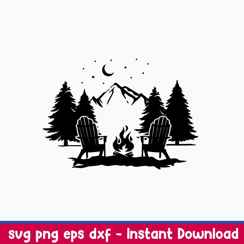 Mountain Scene With Adirondack Chairs Svg, Png Dxf Eps File.jpeg
