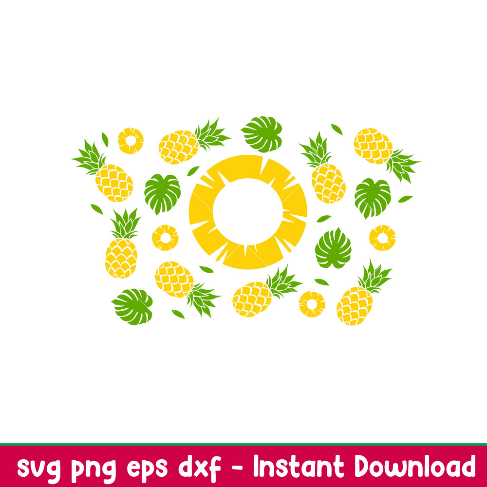 Pineapple Summer Full Wrap, Pineapple Summer Full Wrap Svg, Starbucks Svg, Coffee Ring Svg, Cold Cup Svg, png,dxf,eps file.jpeg