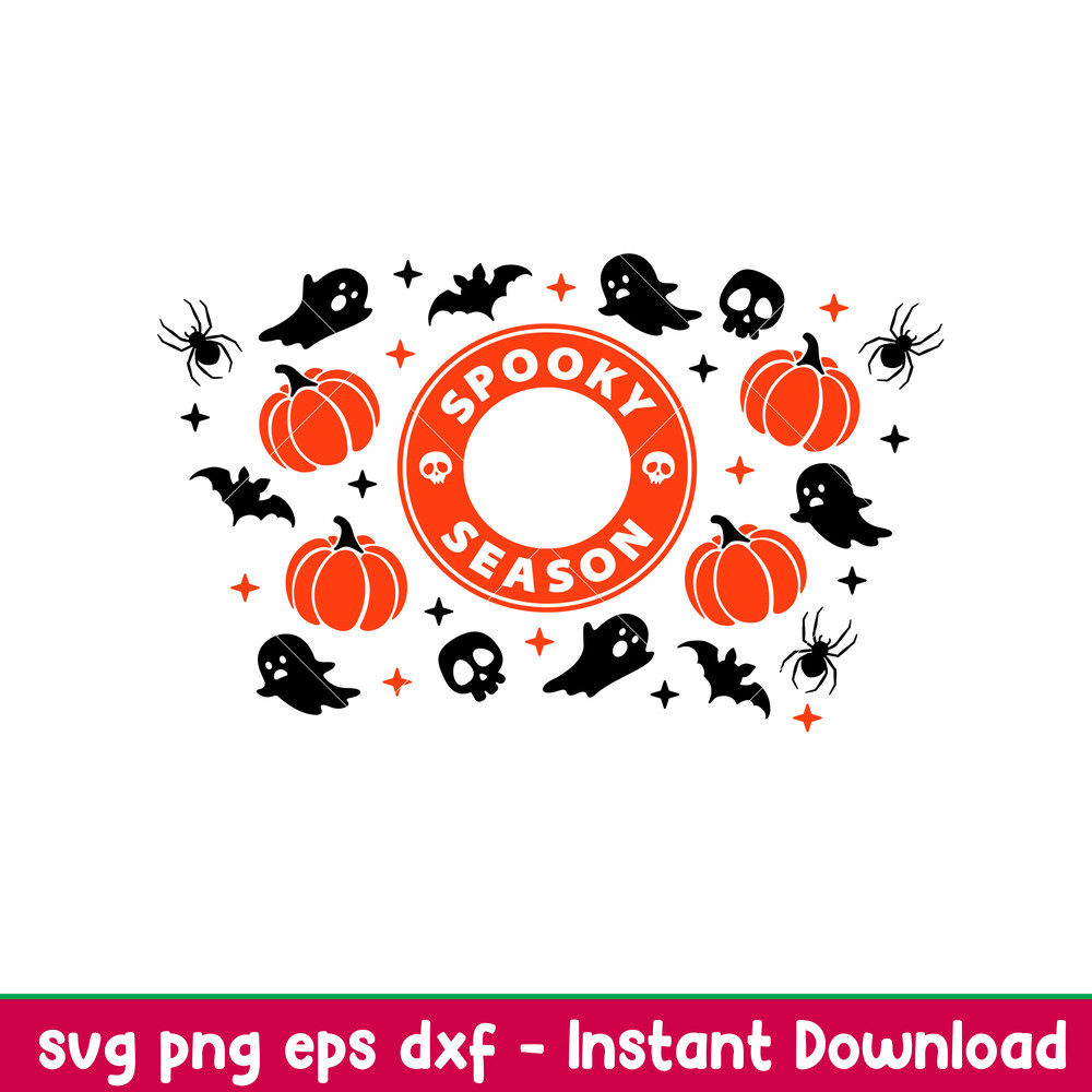 Spooky Season Full Wrap, Spooky Season Full Wrap, Starbucks Svg, Coffee Ring Svg, Cold Cup Svg,png,dxf,eps file.jpeg