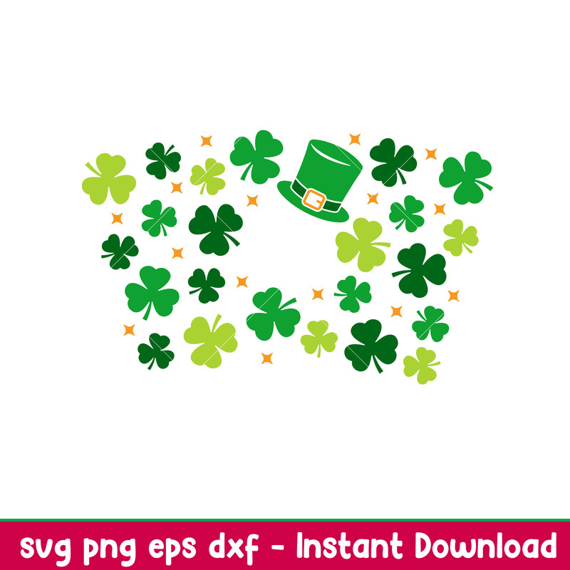 St Patricks Day Shamrock Full Wrap, St. Patrick’s Day Shamrock Full Wrap Svg, Starbucks Svg, Coffee Ring Svg, Cold Cup Svg, png,dxf,eps file.jpeg