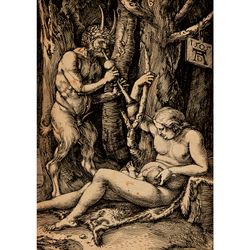 Satyr with his Family. Poster with Faun. Great God Pan artwork. 382.