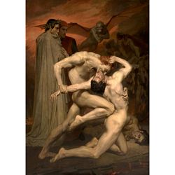 William Adolphe Bouguereau. Dante and Virgil in Hell. Damned souls print. Dark art poster. Evil style gift. 317.