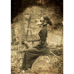 Vintage Halloween Portrait Photo - The Girl is a Plague Doctor. Photo Art Print. Victorian poster. 875.