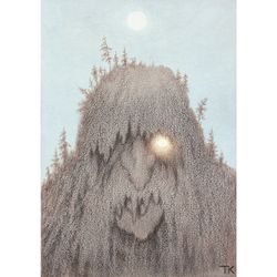 Forest Troll. Theodor Kittelsen artwork. Cult Norwegian painting. A fairy-tale reproduction. Norwegian folklore gift 318