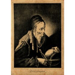 Michael Nostradamus is an alchemist, astrologer, and doctor. Vintage style portrait. Occult art print. 296.