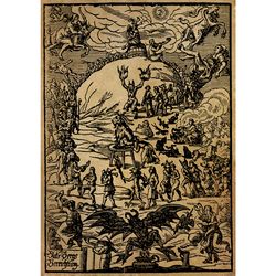 Witches' Sabbath on Broken Mountain.Satanic artwork. Witches poster. Gothic design. Witchcraft reproduction. 886.