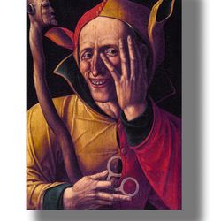 The laughing medieval Jester. An unusual print for home decoration. Gothic wall art. Medieval artwork. 660