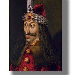 Portrait of Vlad the Impaler Dracula, The Prince of Wallachia. Dark art print. Gothic home decor. Transylvanian art. 290