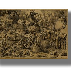 Superbia. Pride. The Seven deadly sins. Pieter Bruegel the Elder print. 455.
