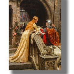 GodSpeed! Medieval Knight Print. Pre-Raphaelite painting reproduction. Middle Age Home decoration. Medieval design.692.