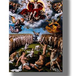 The Last Judgment by Joos van Cleve. Print in a religion style. 663.