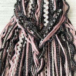 Double ended synthetic dreads, boho dreadlocks, black silver pink crocheted dreadlocks, full set dreadlocks and braids