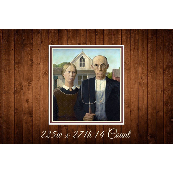 American Gothic Cross Stitch Pattern Grant Wood 1931 225w x 271h 14 Count PDF Vintage Counted.jpg
