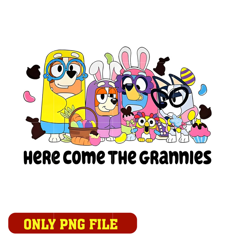 Bluey and friends Here come the Grannies png