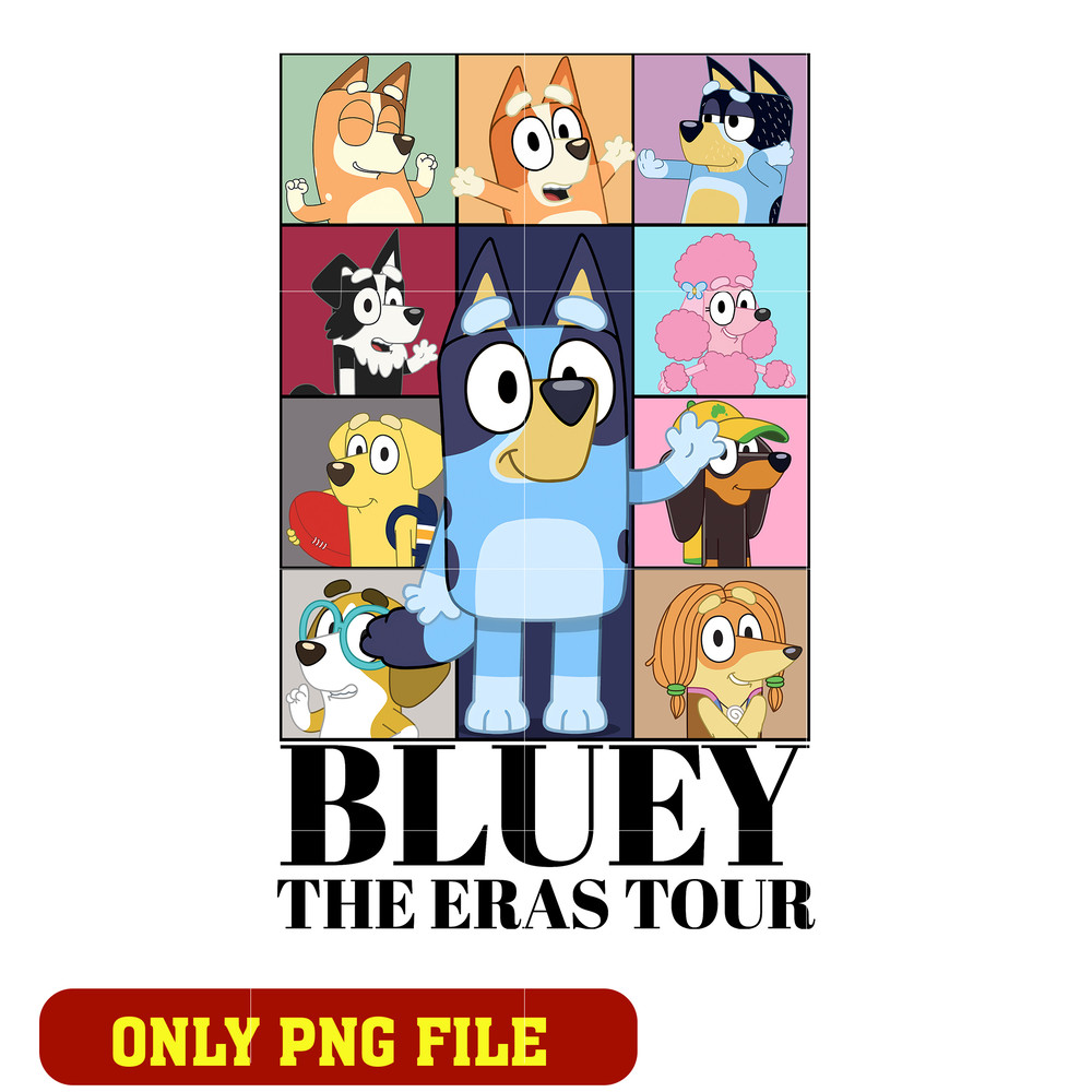 Bluey friends the eras tour cartoon png