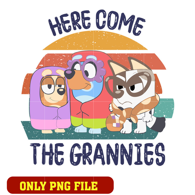 Bluey here come the grannies png