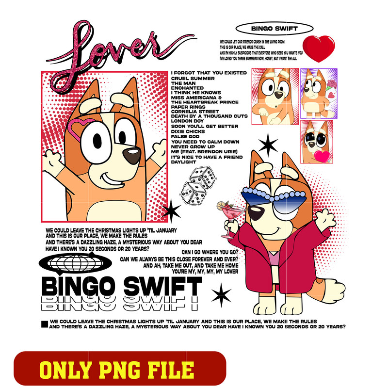 Bluey lover bingo swift png