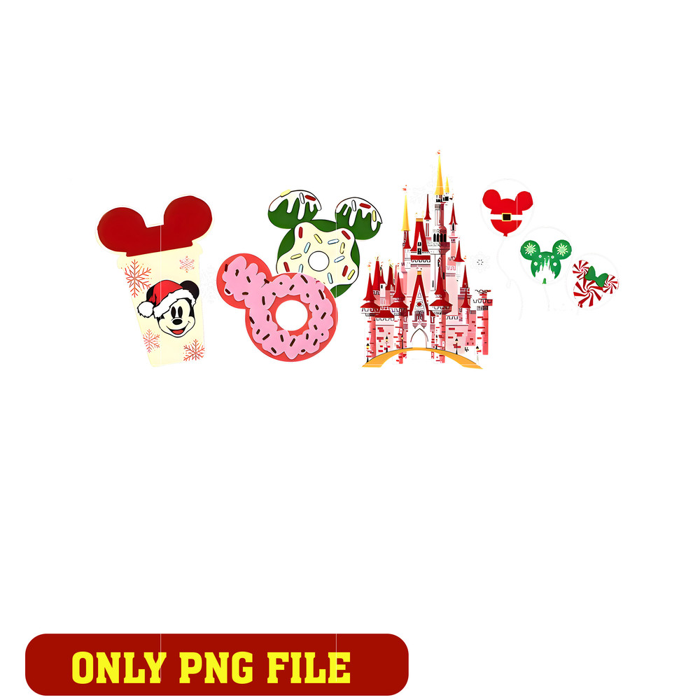 Cinderella Castle Christmas Gingerbread Machine png, Mickey head png