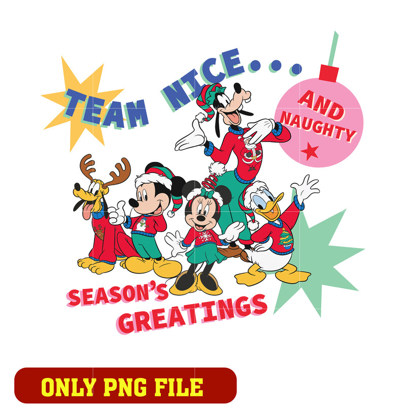 Disney mickey & pals christmas holiday team nice and naughty png