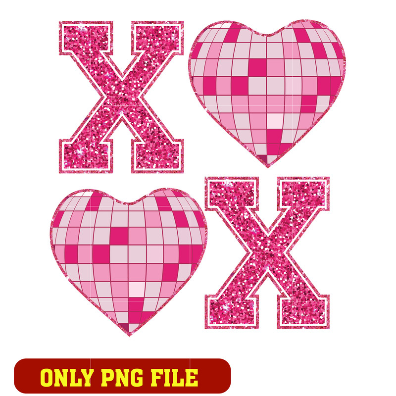 Glitter Xoxo Valentine png, Happy Valentine Png