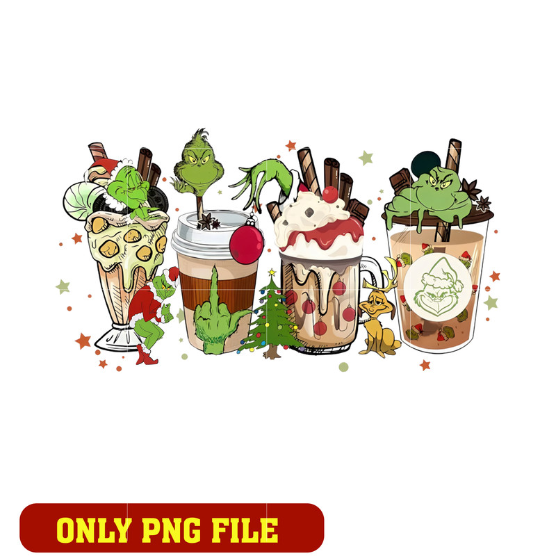 Grinch Christmas Coffee Latte png