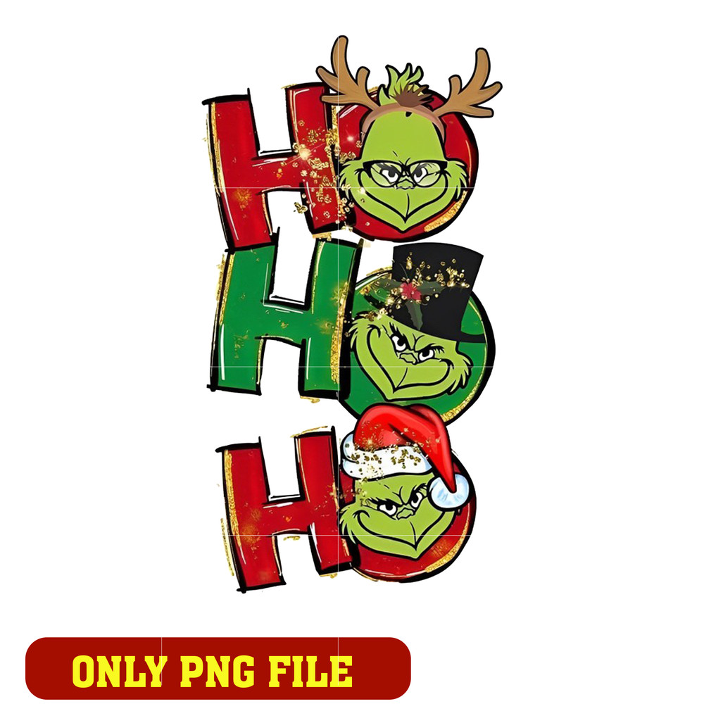 Grinch Santa Ho Ho Ho Christmas Embroidery png
