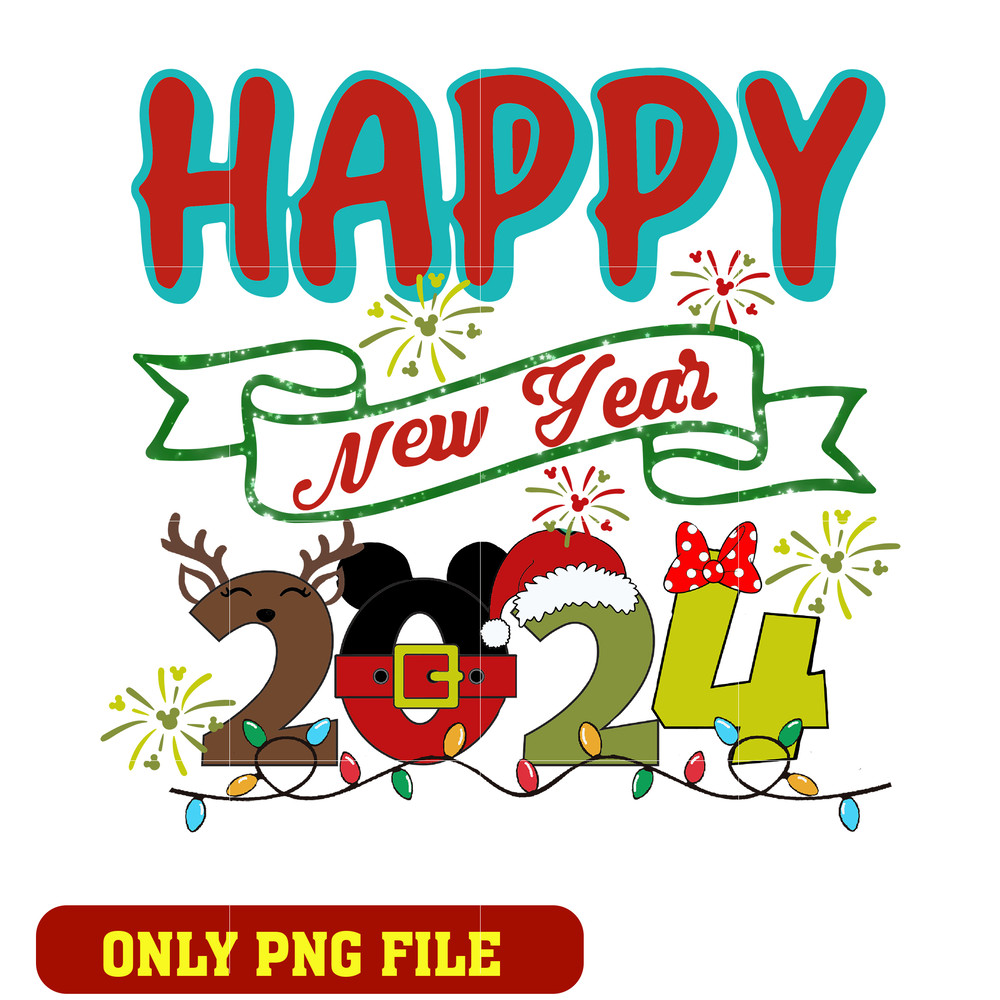 Happy new year 2024 png, cartoon png