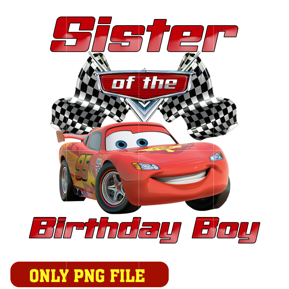 Mcqueen disney car sister of the birthday boy png