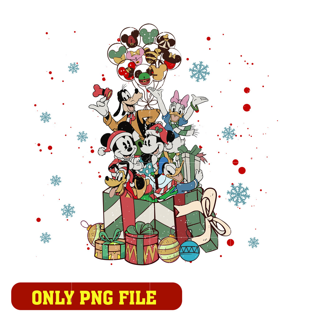 Men's Mickey & Friends Christmas Group Shot Wreath png